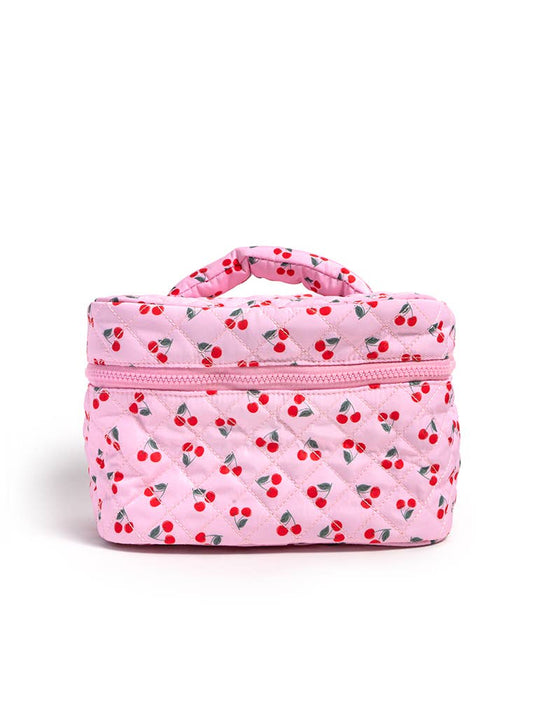 Pink Cosmetic Travel Case / Makeup Bag Cherries