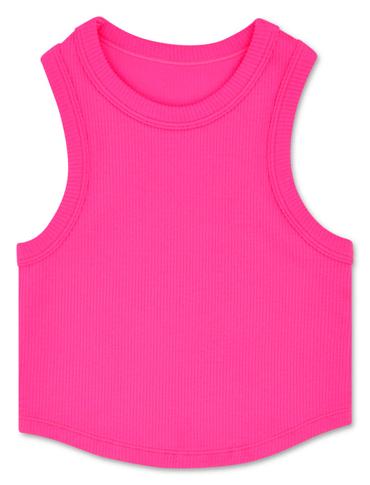 Hot Pink Cropped Racer Back Tan
