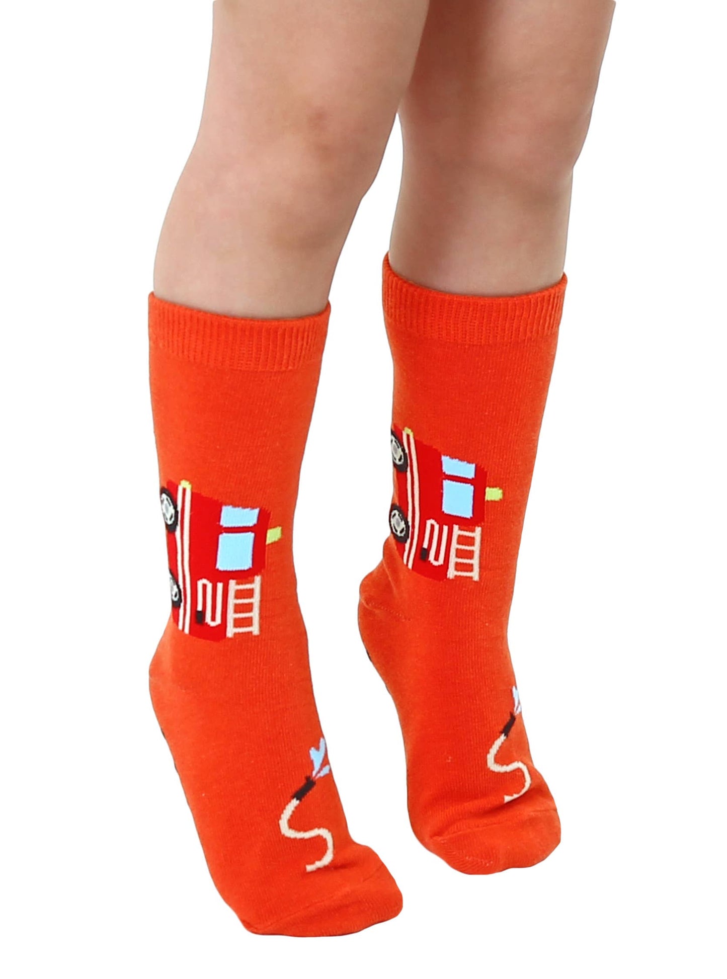 3D Kids Packaged Crew Socks - Fire Truck