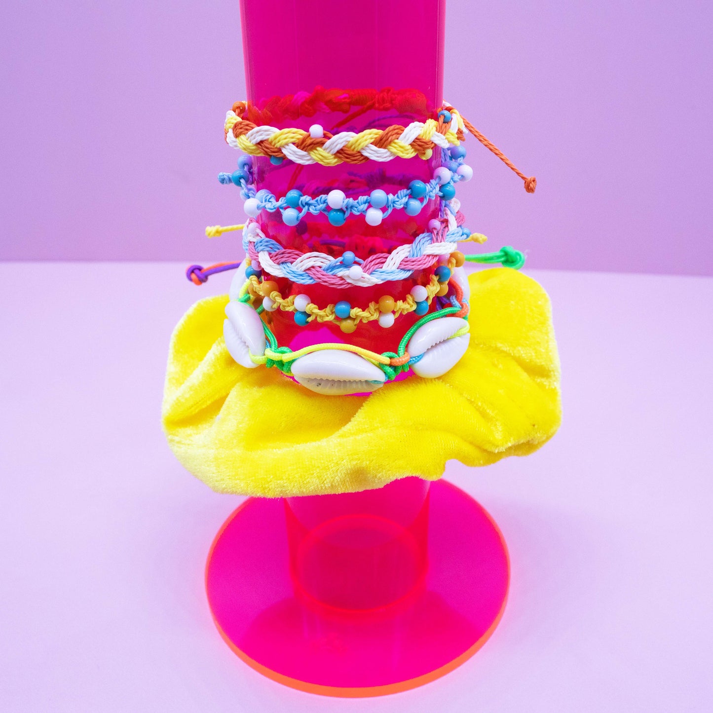 Scrunchie Holder Stand: Neon Pink
