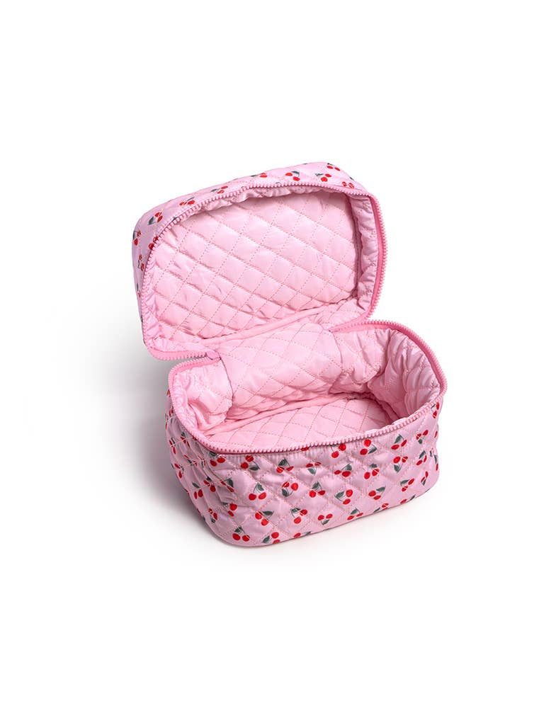 Pink Cosmetic Travel Case / Makeup Bag Cherries