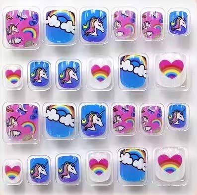 Rainbow Unicorn Nails - Stick On