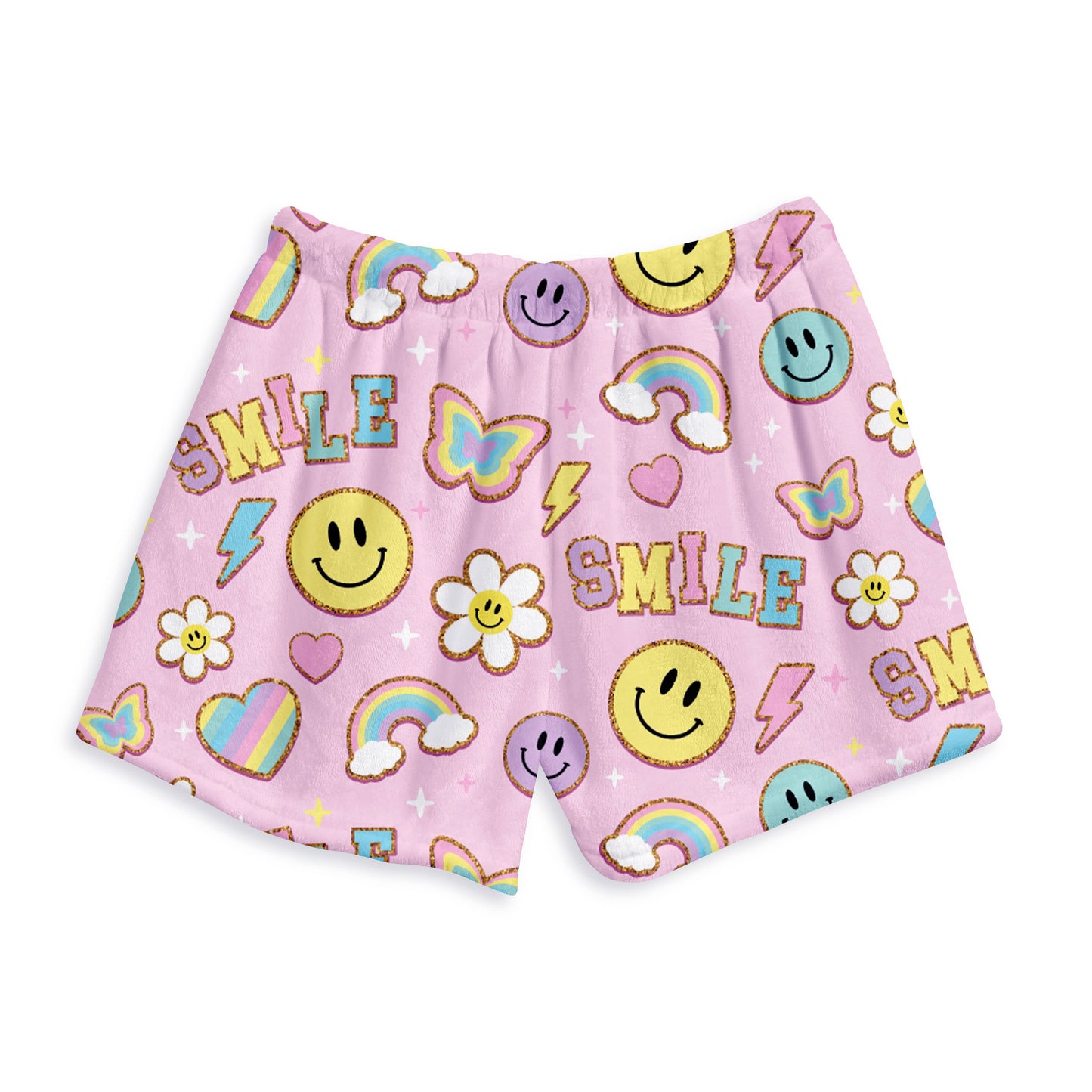 Patch Print Girls Fuzzy Shorts