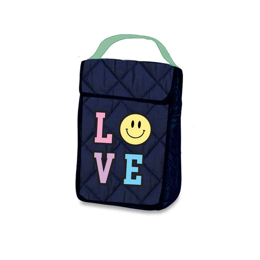 Navy Puffer Insulated Snack Bag with Patches