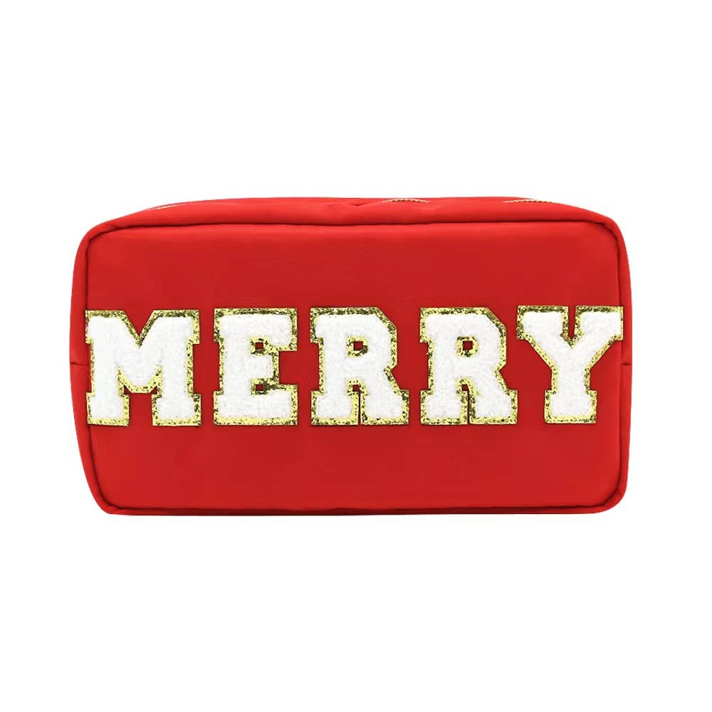 Merry Varsity Nylon Cosmetic Bag